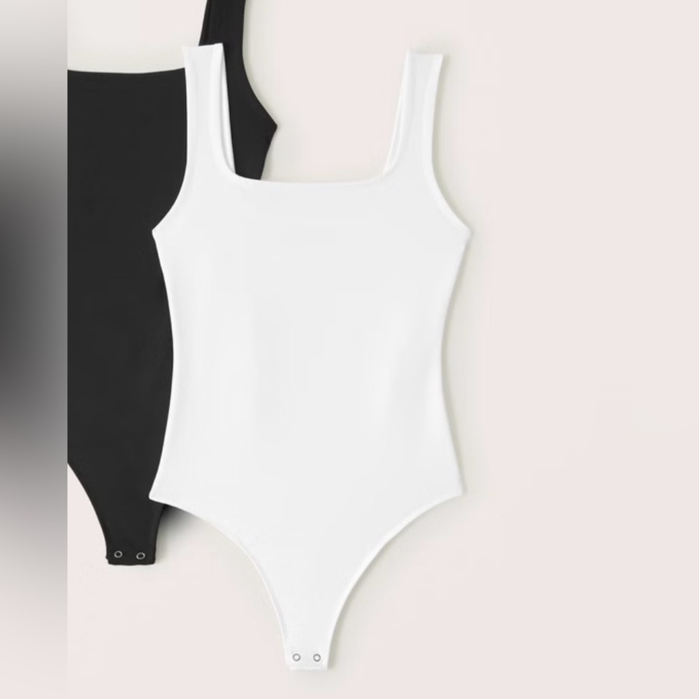 Abercrombie Square neck tank bodysuit white NWT